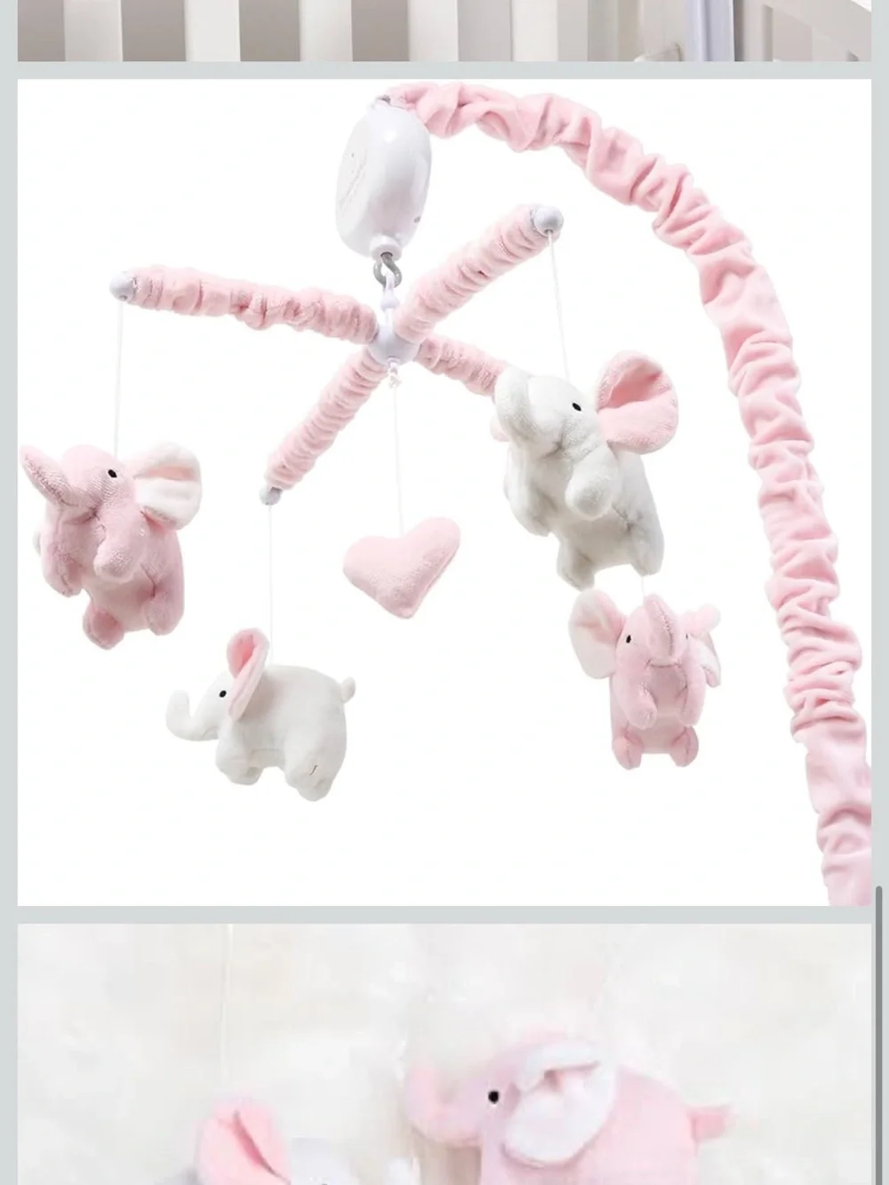 The Peanutshell Crib Baby Mobile - Soft Pink Elephants - Picture 3 of 8
